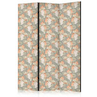 PARAVENT Akustik 3-tlg 135x172 cm Tropische Bl tter und Orchideen - Multicolor, Holz/Textil (135/172/3cm) - Muralo