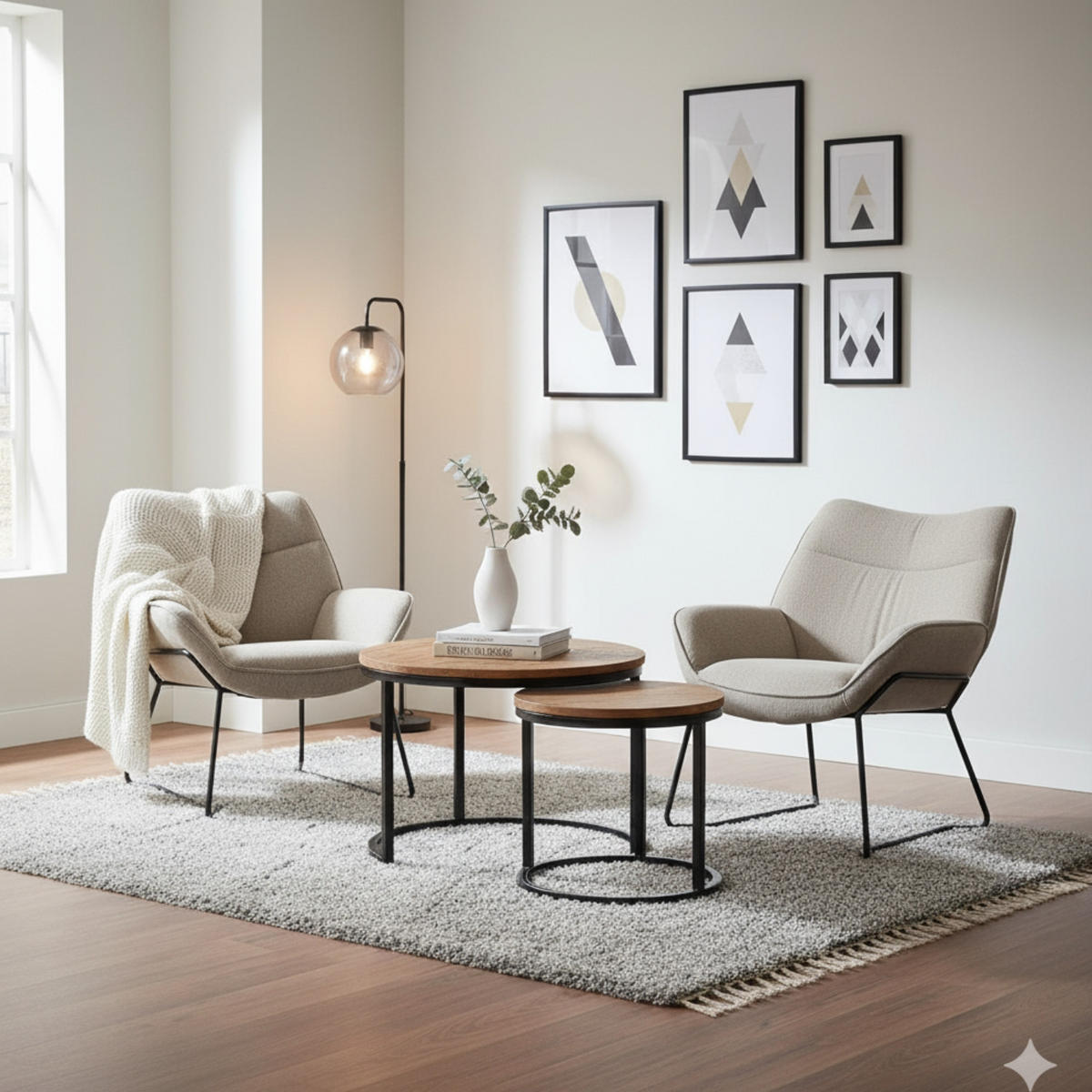 SESSEL Aliano beige - Beige/Schwarz, Textil/Metall (73/76/67cm) - Mr. Deko