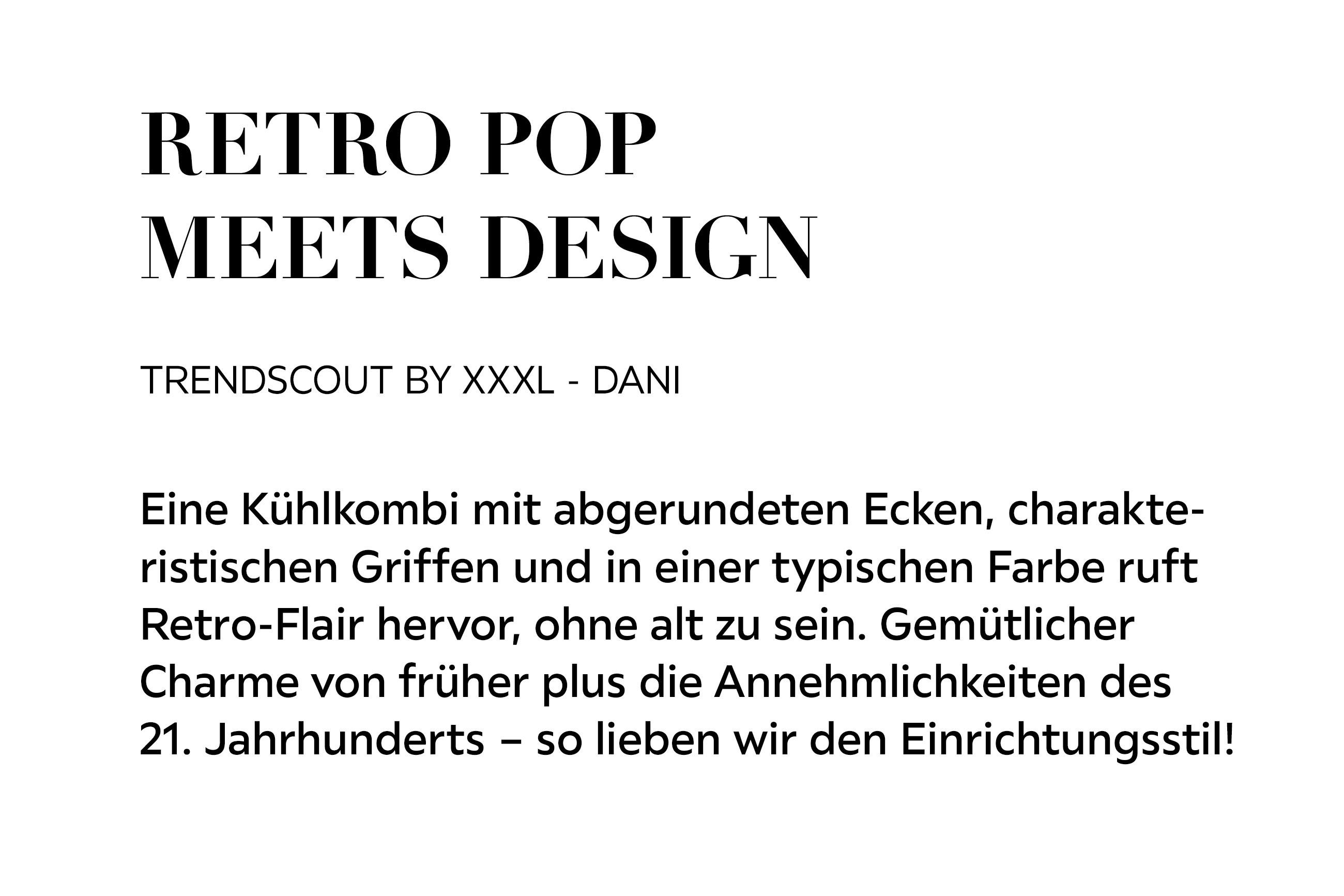 RETRO POP MEETS DESIGN - Eine Kühlkombi mit abgerundeten Ecken, charakteristischen Griffen und in einer typischen Farbe ruft Retro-Flair hervor, ohne alt zu sein. Gemütlicher Charme von früher plus die Annehmlichkeiten des 21. Jahrhunderts -....