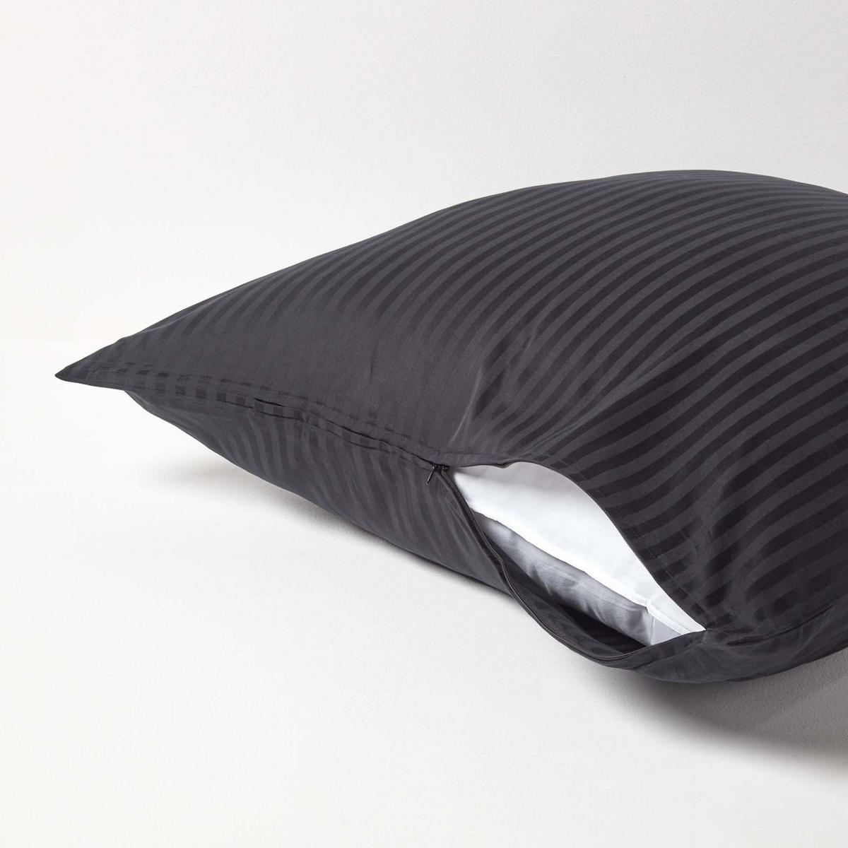 KISSENBEZUG Damast, Ägyptische Baumwolle, Fadendichte 330 - Schwarz, Textil (80/80cm) - Homescapes