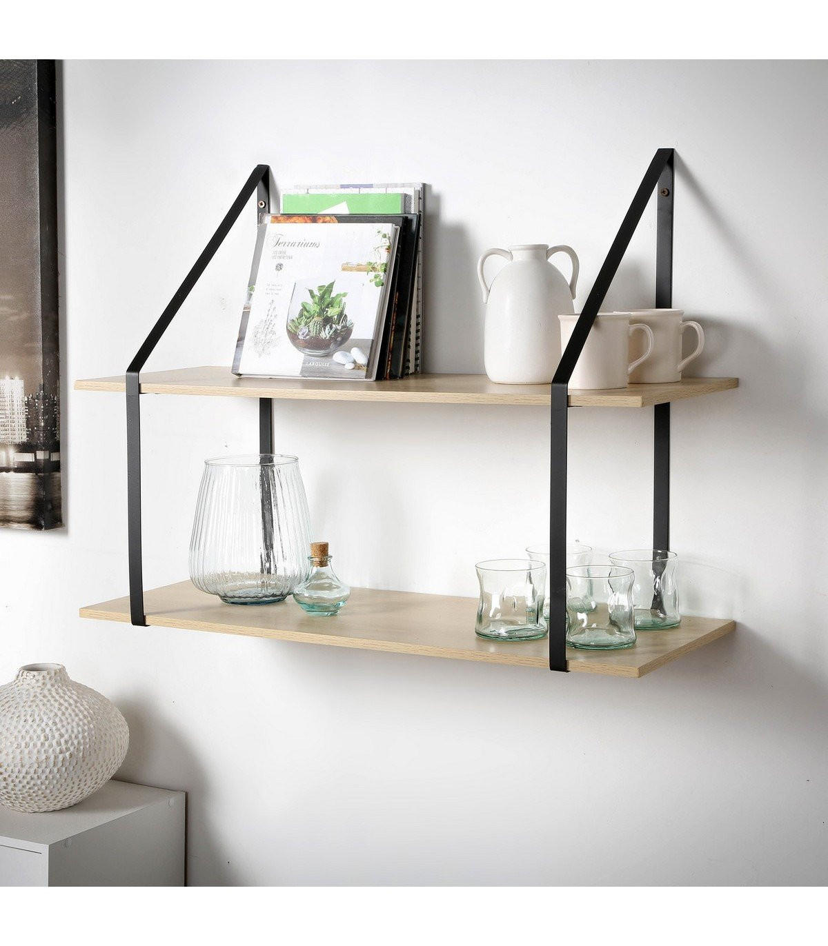 WANDREGAL mit großer Tiefe und 2 Ebenen - P30 cm. - Apfelbaumfarben, Holzwerkstoff (30/60/80cm) - Calicosy