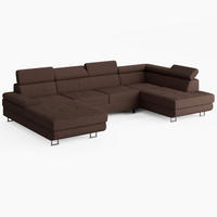 WOHNLANDSCHAFT MARRY Rechts Braun Cord-Stoff mit Schlaffunktion und zwei Bettkästen - Braun, Holz/Metall (190/90/335cm) - Barchello