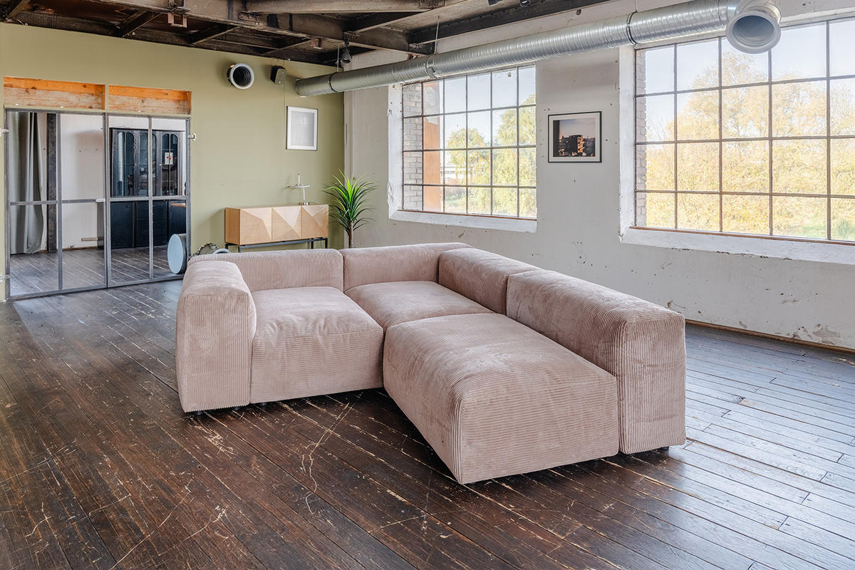 MODULSOFA MIA Taupe Cord - Taupe/Schwarz, Kunststoff/Textil (418/72/120cm) - KAWOLA