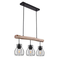 HÄNGELEUCHTE Käfig Design Schwarz Holz - Schwarz, Holz (60/13.6/140cm) - Globo Lighting