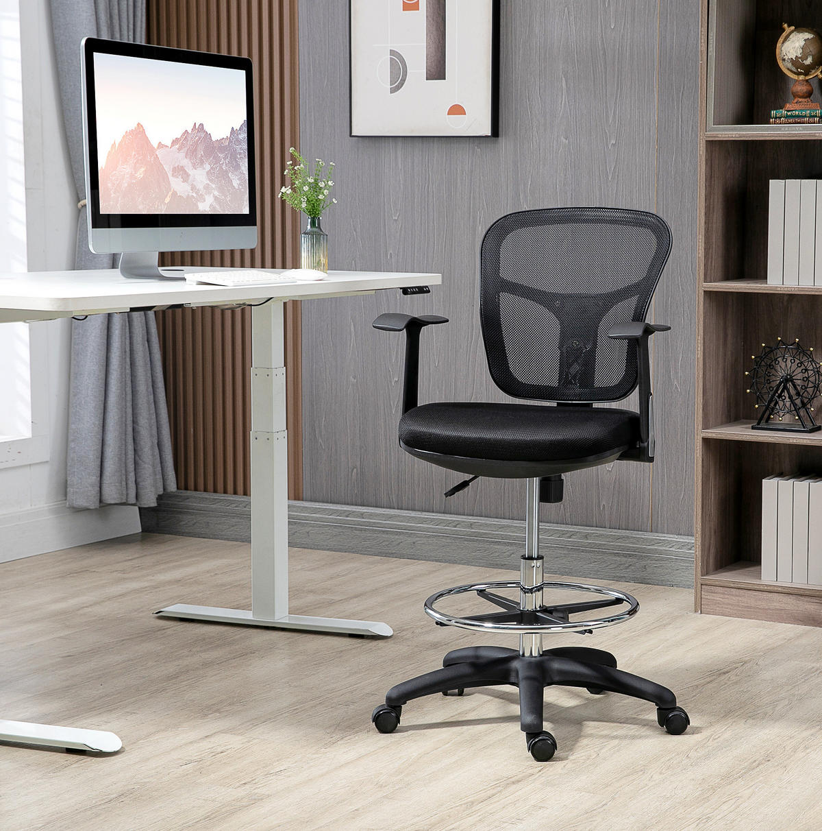 BÜROSTUHL höhenverstellbar 59 x 59 x 95-115 cm Polyester Black - Schwarz, Kunststoff (59/115/59cm) - Meubliv