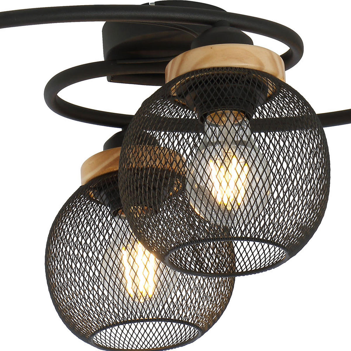 LED DECKENLEUCHTE Metall Schwarz Gitteroptik - Schwarz, Holz (60/35/22cm) - Globo Lighting