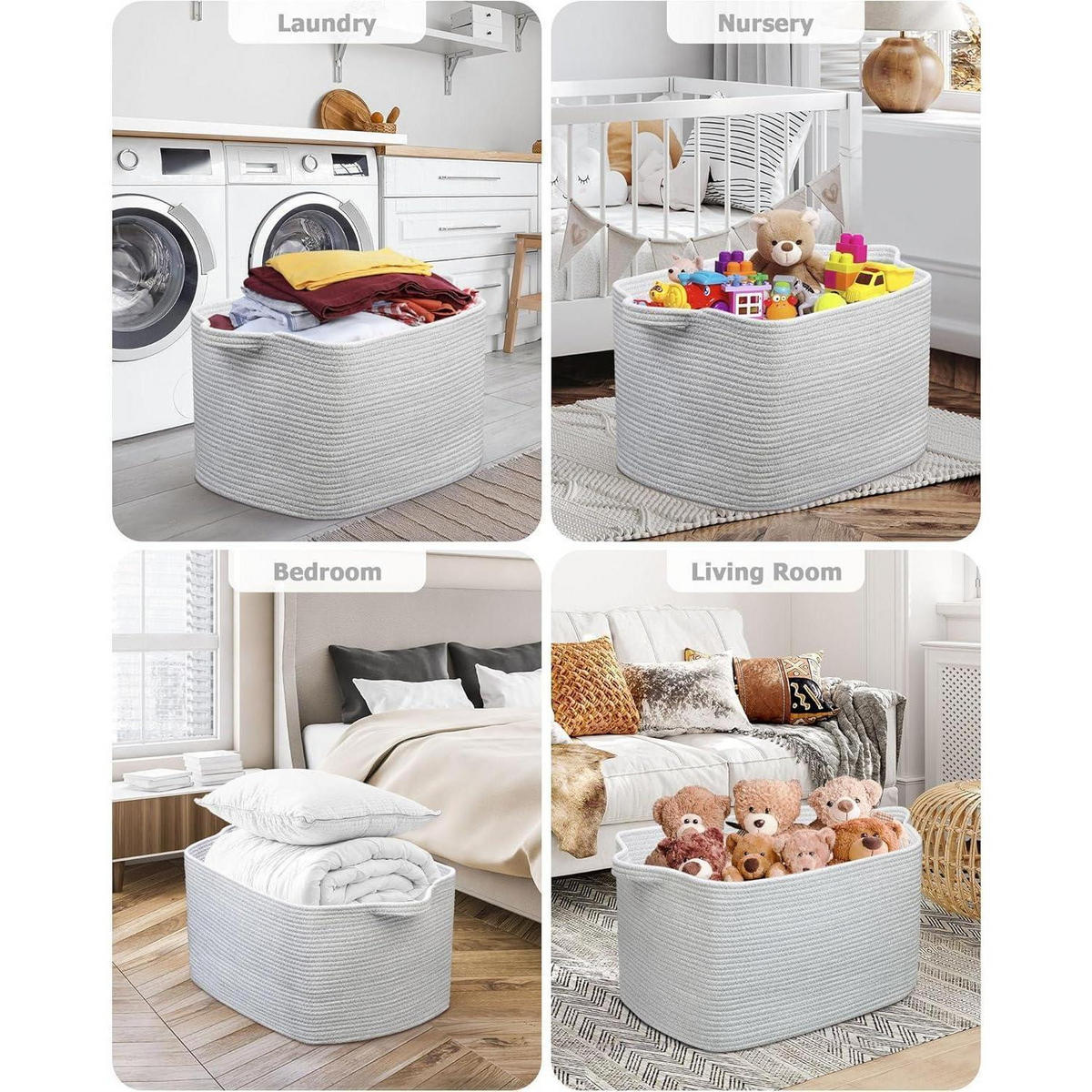 WÄSCHEKORB 2-teiliges Set Hellgrau 63 L - Grau, Textil (38/30/55cm)