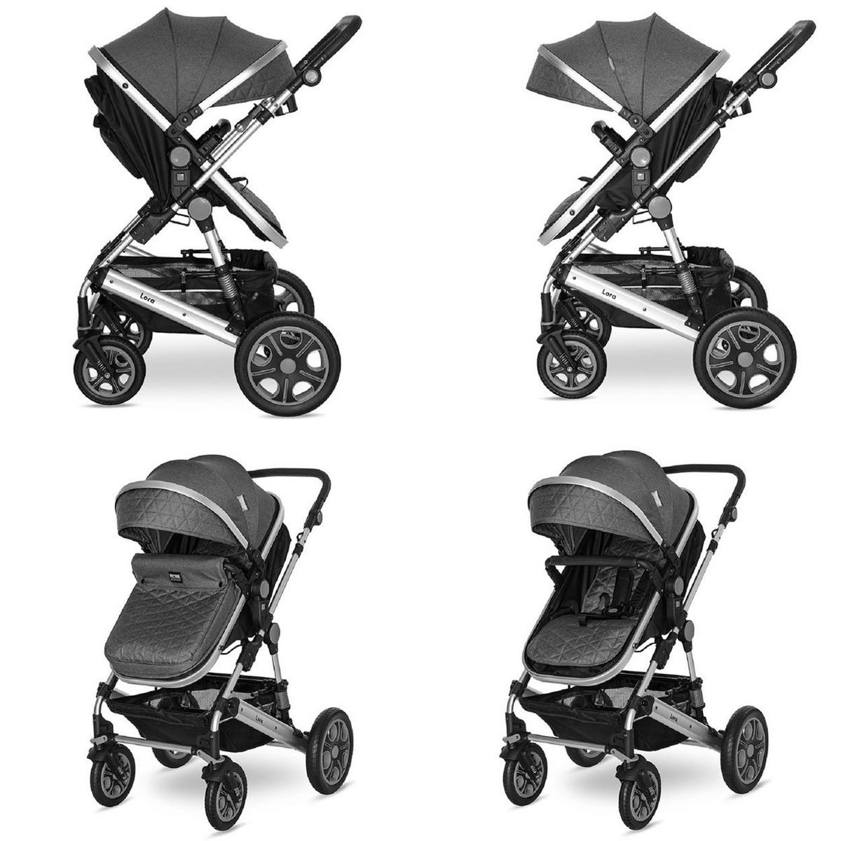 KINDERWAGEN Lora grau faltbar Gummiräder Tragetasche Sportsitz Fußabdeckung - Grau, Metall (85/68/112cm) - Lorelli