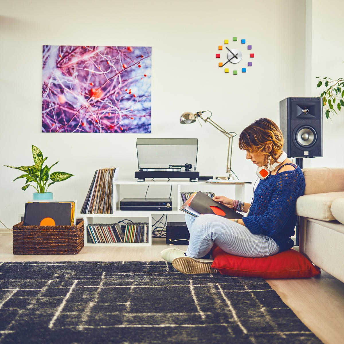 WANDUHR - Multicolor, Textil/Metall (110/110/3.5cm) - Relaxdays