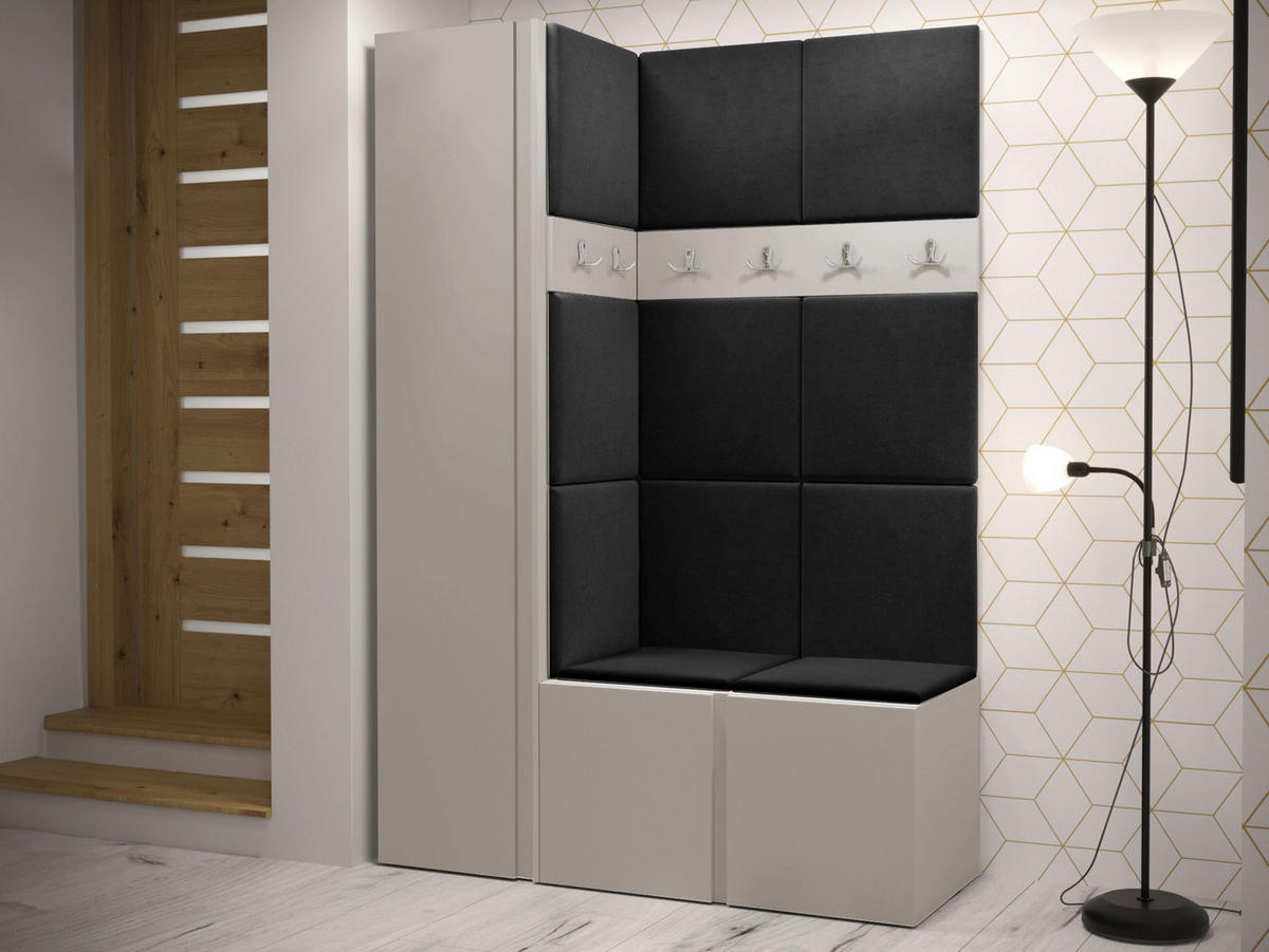 GARDEROBEN-SET Orion IX - Kaschmir/Anthrazit, Holzwerkstoff/Kunststoff (124/186/46cm) - MIRJAN24