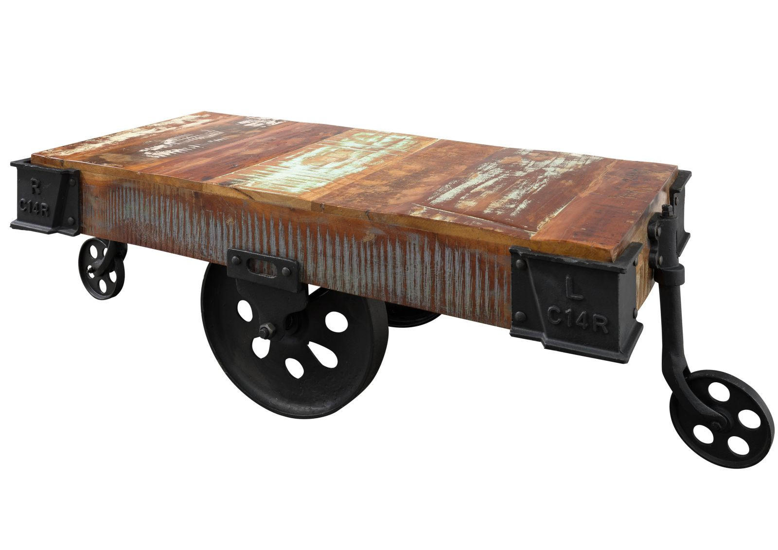 COUCHTISCH Altholz 120x60x43 mehrfarbig lackiert INDUSTRIAL #18 - Multicolor, Holz (120/60/43cm) - Massivmoebel24