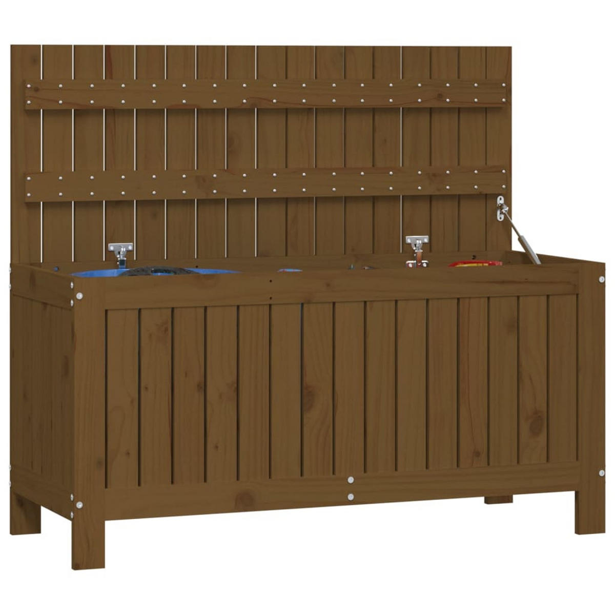 GARTENTRUHE Honigbraun 108x42,5x54 cm Massivholz Kiefer - Braun, Holz (108/54/42.5cm) - furnicato