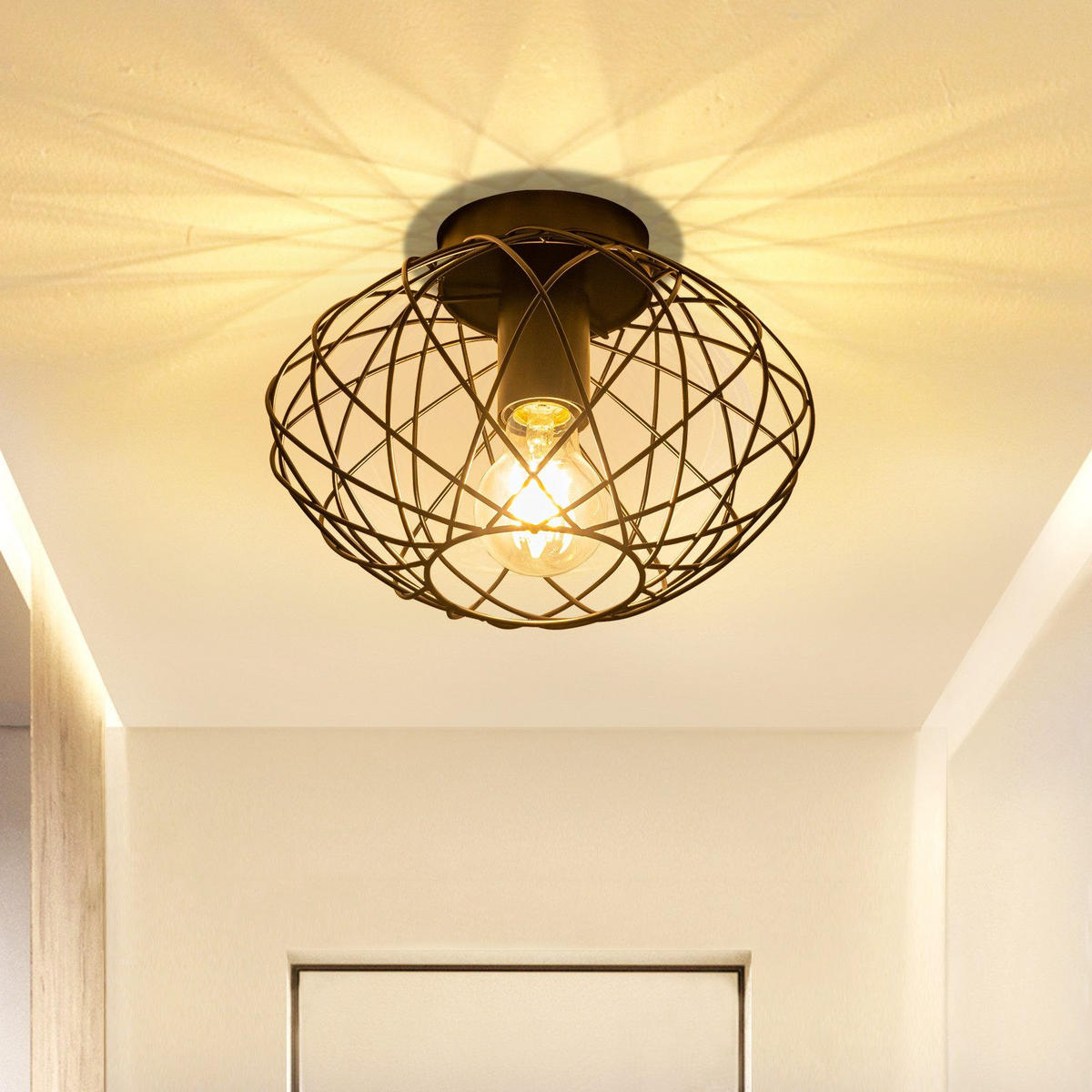 DECKENLEUCHTE Ladner 25/25/17.5cm - Schwarz, Metall (25/25/17.5cm) - Nettlife