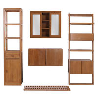 BADEZIMMER-SET Braun 5er-Set - Braun, Holz (180/180/140cm) - MCW
