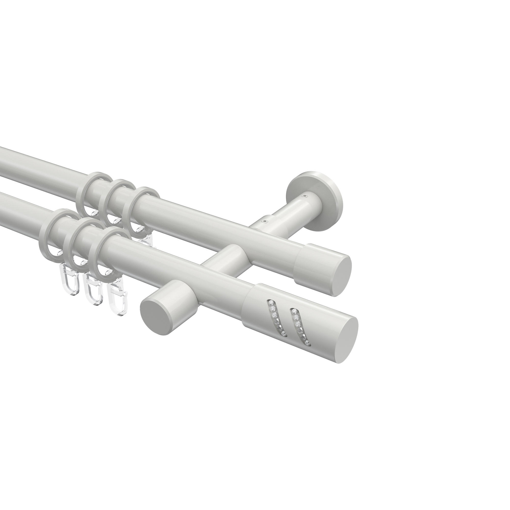 GARDINENSTANGEN-SET Prestige Zoena 540 cm (geteilt in 3 x 180 cm), 2-läufig, 20 mm Ø Weiß - Weiß, Metall (540cm) - INTERDECO