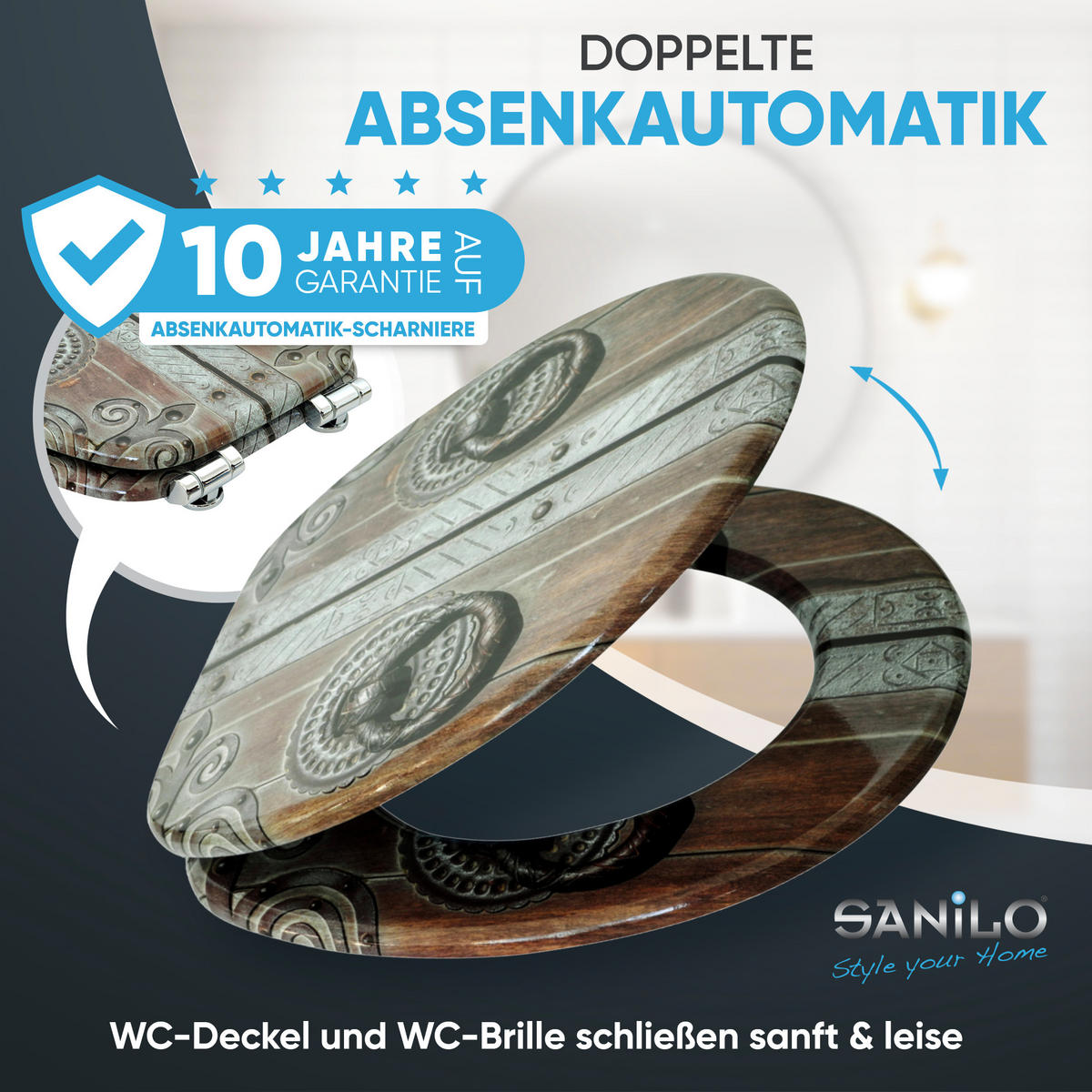 WC-SITZ mit Absenkautomatik Door - Braun, Holzwerkstoff (38/6/47cm) - Sanilo