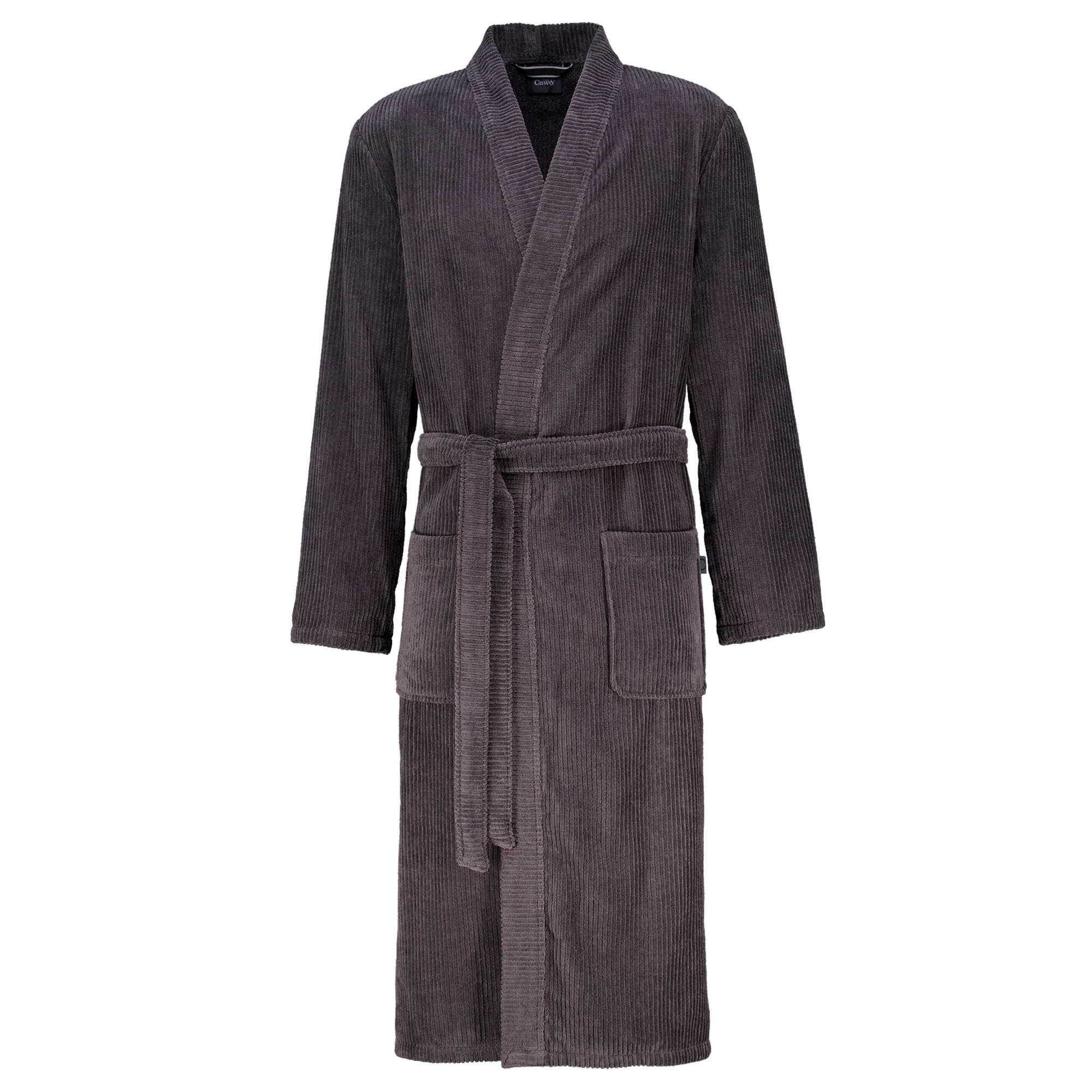 BADEMANTEL HERREN KIMONO CORD-OPTIK 6540 BASALT - 740 - Grau, Textil (Snull) - Cawoe
