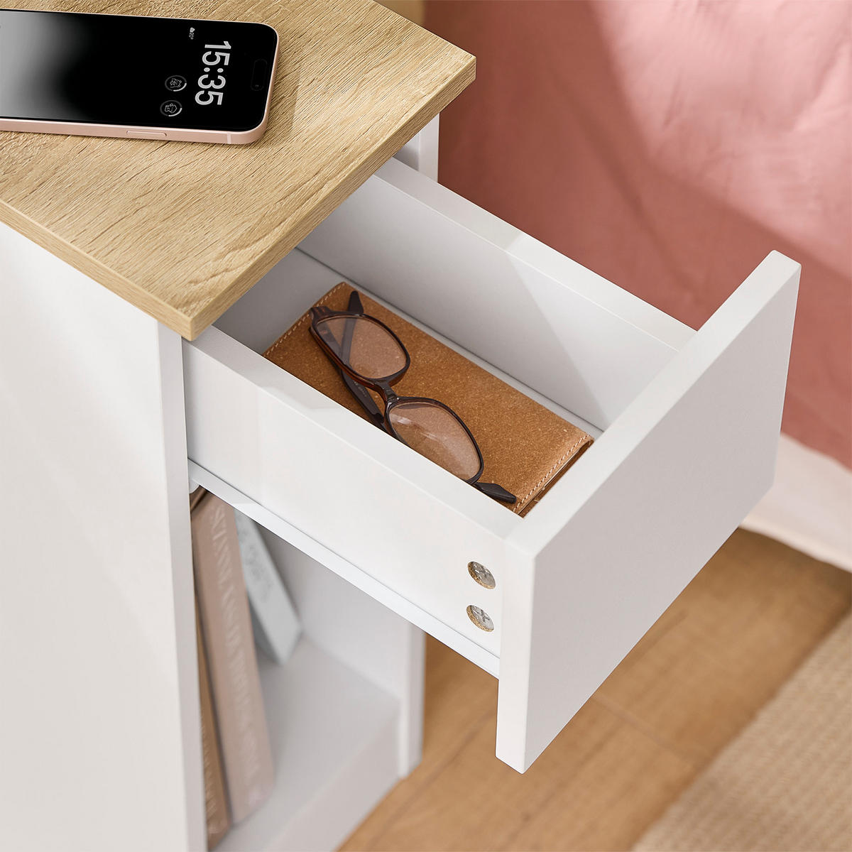 NACHTTISCH 2er Set, Beistelltisch Weiß 20x35x60 cm - Weiß, Holzwerkstoff (20/60/35cm) - SoBuy