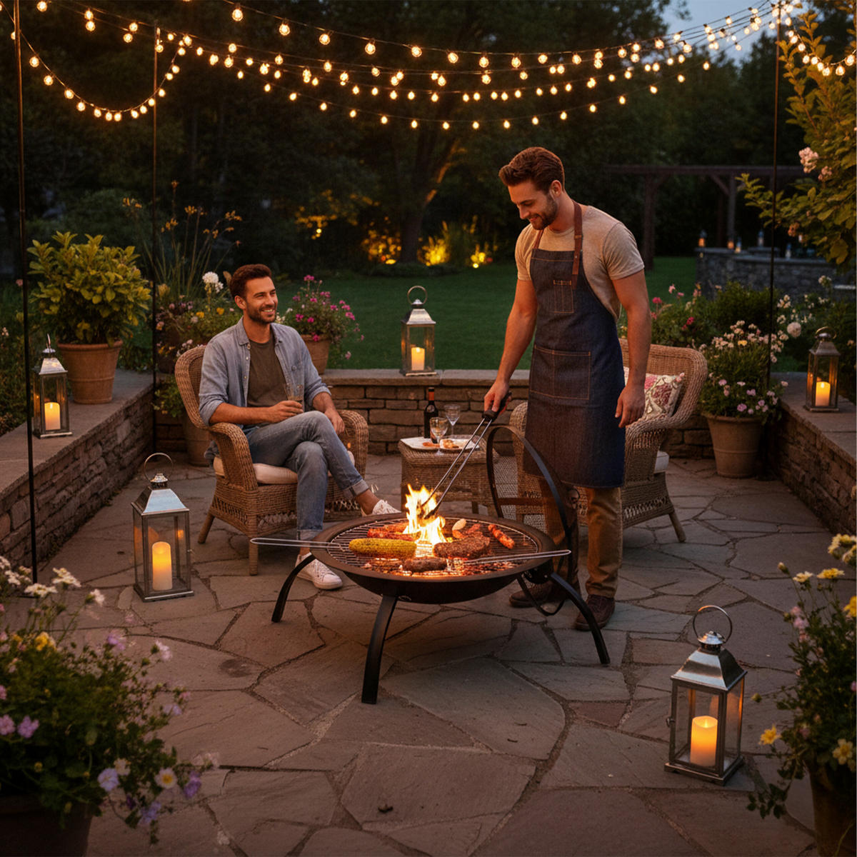 FEUERSCHALE - Schwarz, Textil/Metall (60/42.5/60cm) - Relaxdays