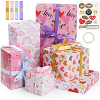 GESCHENKPAPIER-SET 6 Blätter 50 x 70 cm Love Thema mit Zubehör - Multicolor, Papier (50/0.1/70cm)