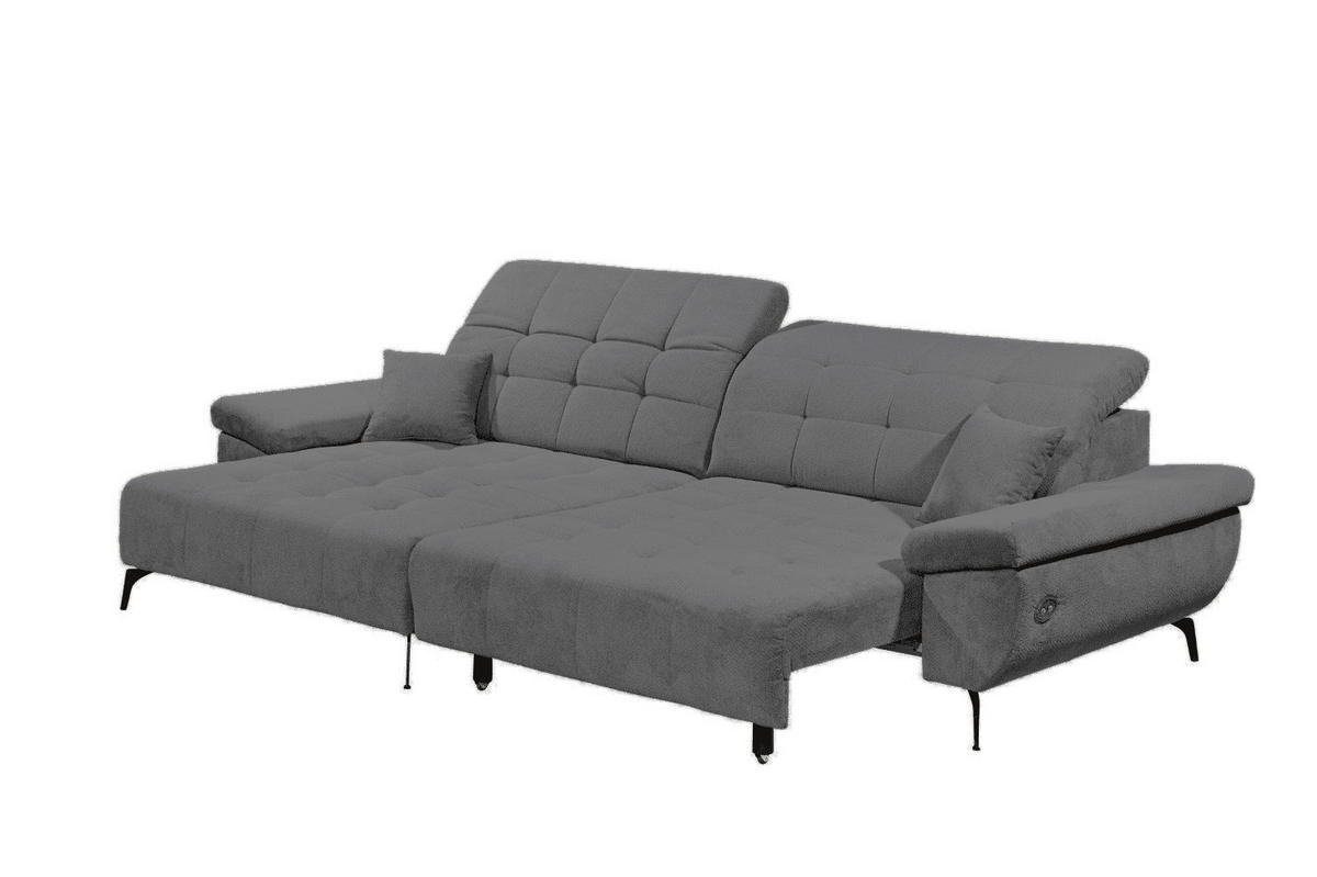 ECKSCHLAFSOFA mit Schlaffunktion & elektrischer Sitztiefenverstellung - Silberfarben/Schwarz, Holz/Holzwerkstoff (297/170cm) - ed exciting design