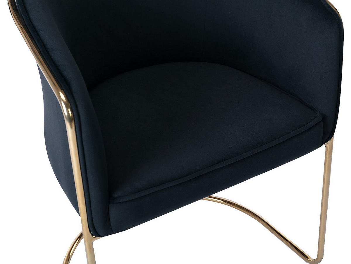 STUHL mit Armlehnen 6er-Set - Samt & Metall - Schwarz und Goldfarben - JOSETHE - Schwarz, Textil (52.5/82.5/59.5cm) - Pascal Morabito