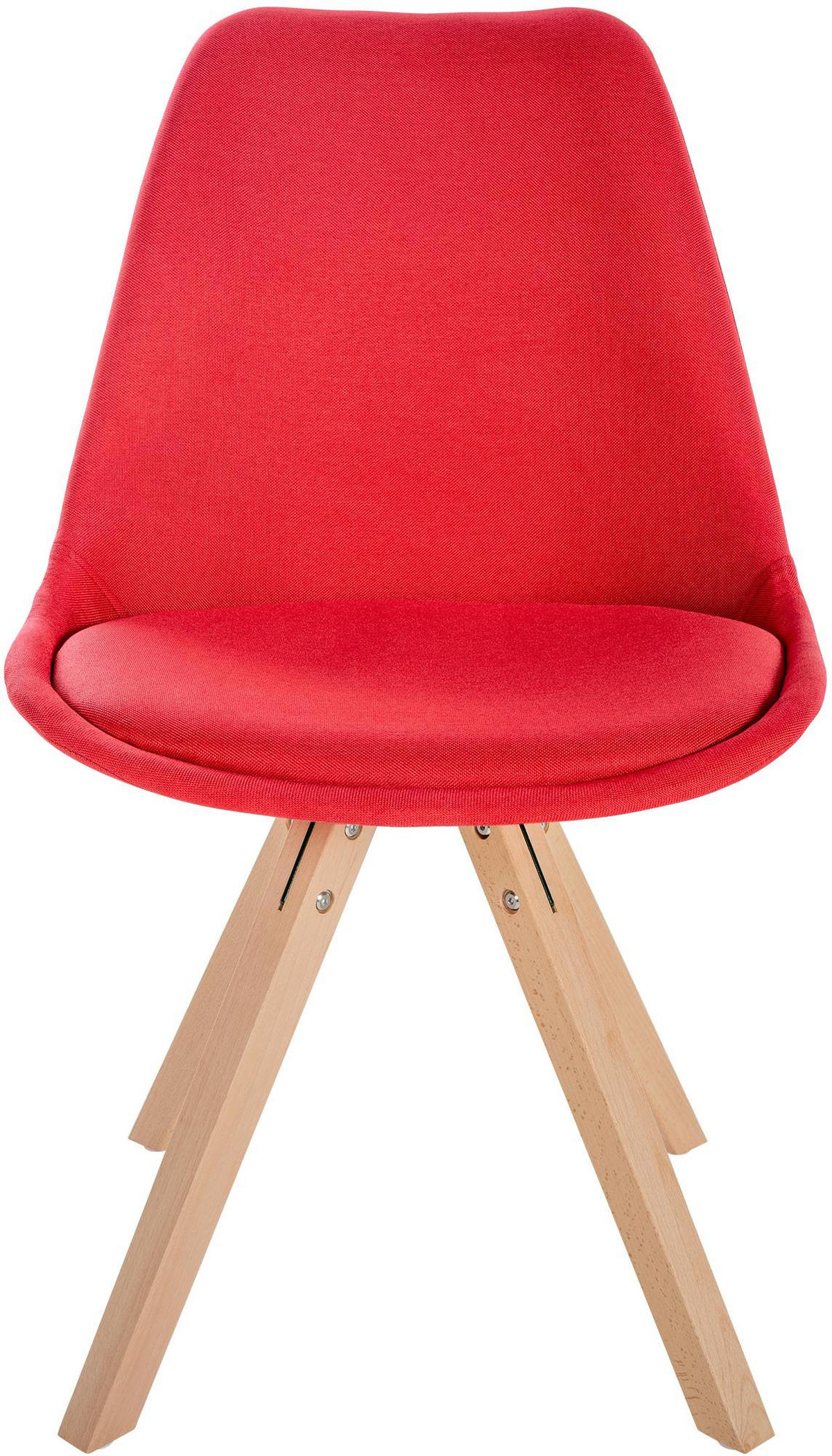 STUHL 4er Set Stoff rot - Rot/Naturfarben, Holz/Textil (48/81/54cm) - CLP