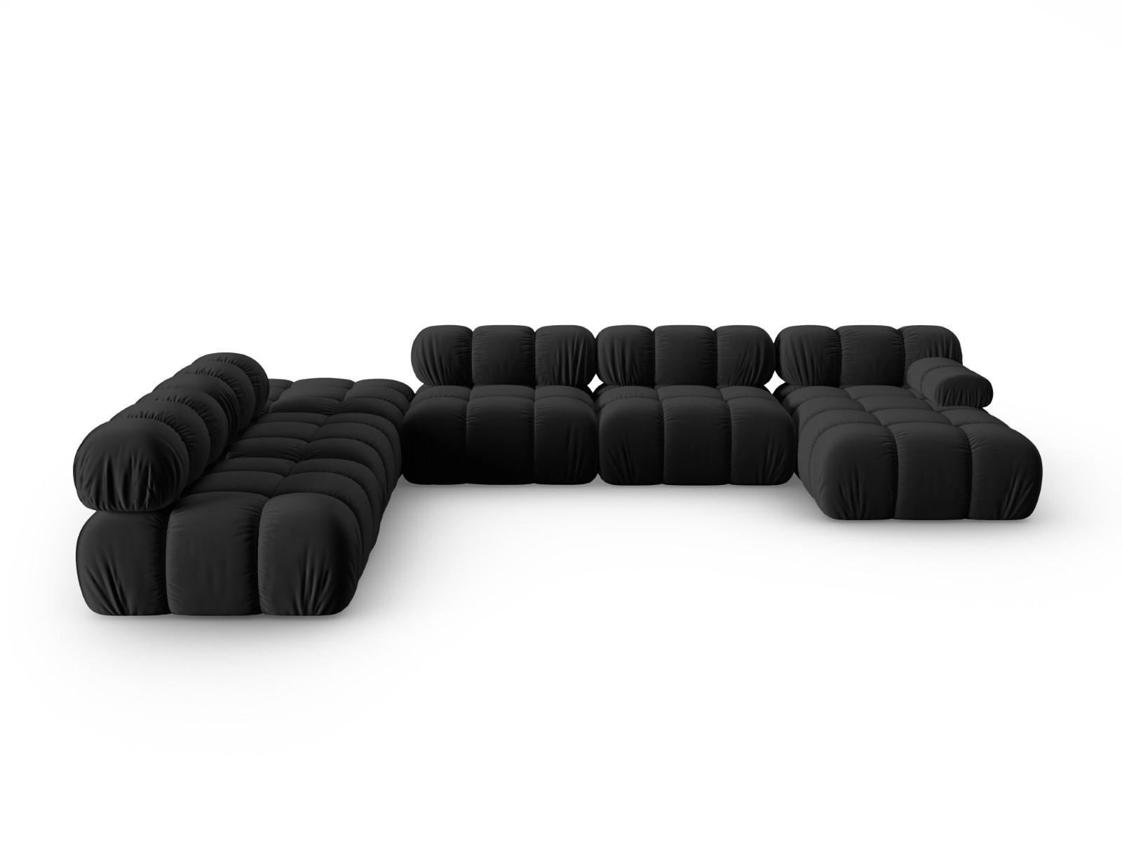 MODULARES-PANORAMASOFA links Bellis aus Samt schwarz 7 Sitzplätze - Schwarz, Textil (282/63/379cm) - Micadoni