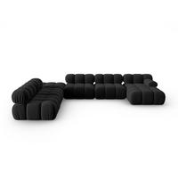 MODULARES-PANORAMASOFA links Bellis aus Samt schwarz 7 Sitzplätze - Schwarz, Textil (282/63/379cm) - Micadoni