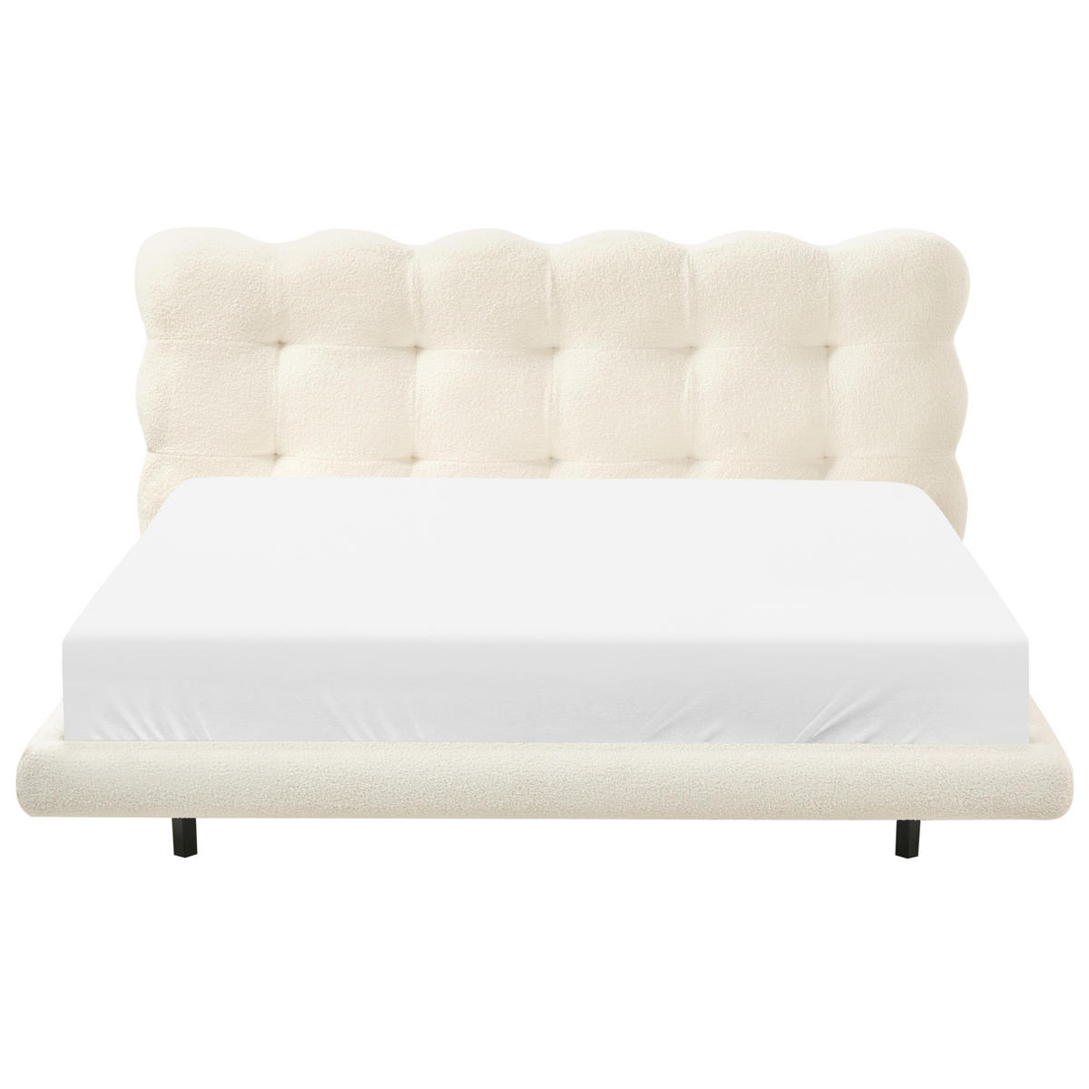 BETT mit Lattenrost 160/200 cm Bouclé Cremeweiß Soulisse - Creme, Textil (160/200cm) - Beliani