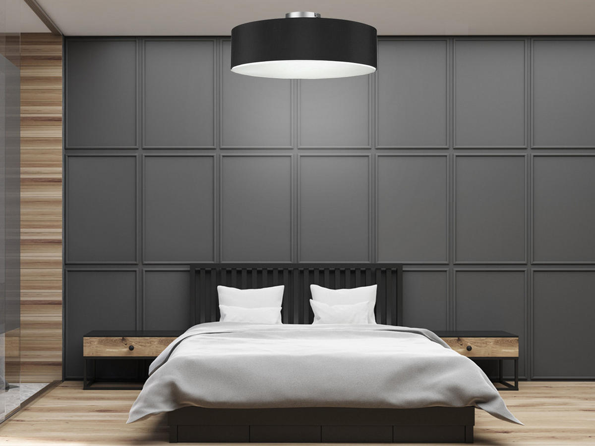 DECKENLAMPE Ø40cm, Lampenschirm Stoff Schwarz - Schwarz, Textil (40/40/19cm) - meineWunschleuchte