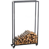 KAMINHOLZREGAL innen Metall BETTA mit Rollen 25x60x150 cm - Schwarz, Metall (60/150/25cm) - DELUKE