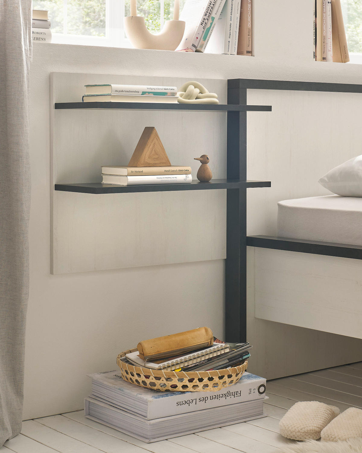WANDPANEEL weiß Pinie, anthrazit Landhaus, Wandboard 60 x 54 cm - Anthrazit/Weiß, Holzwerkstoff (60/54/22cm) - Furn.Design