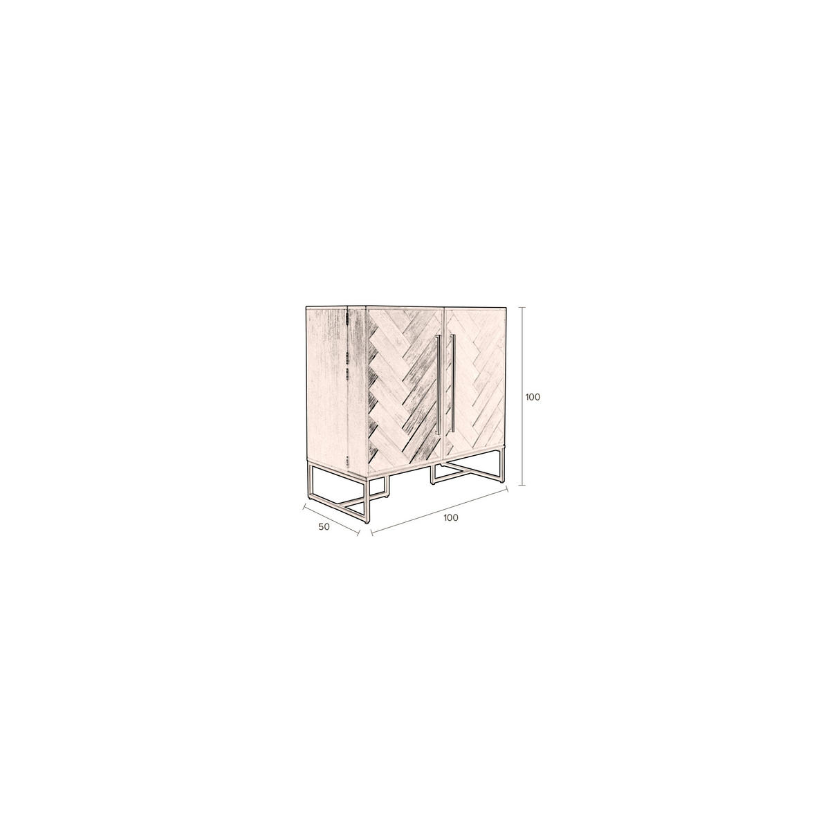 WEINSCHRANK Class Akazienholz Dunkelbraun - Braun, Holz (100/100/50cm) - Dutchbone