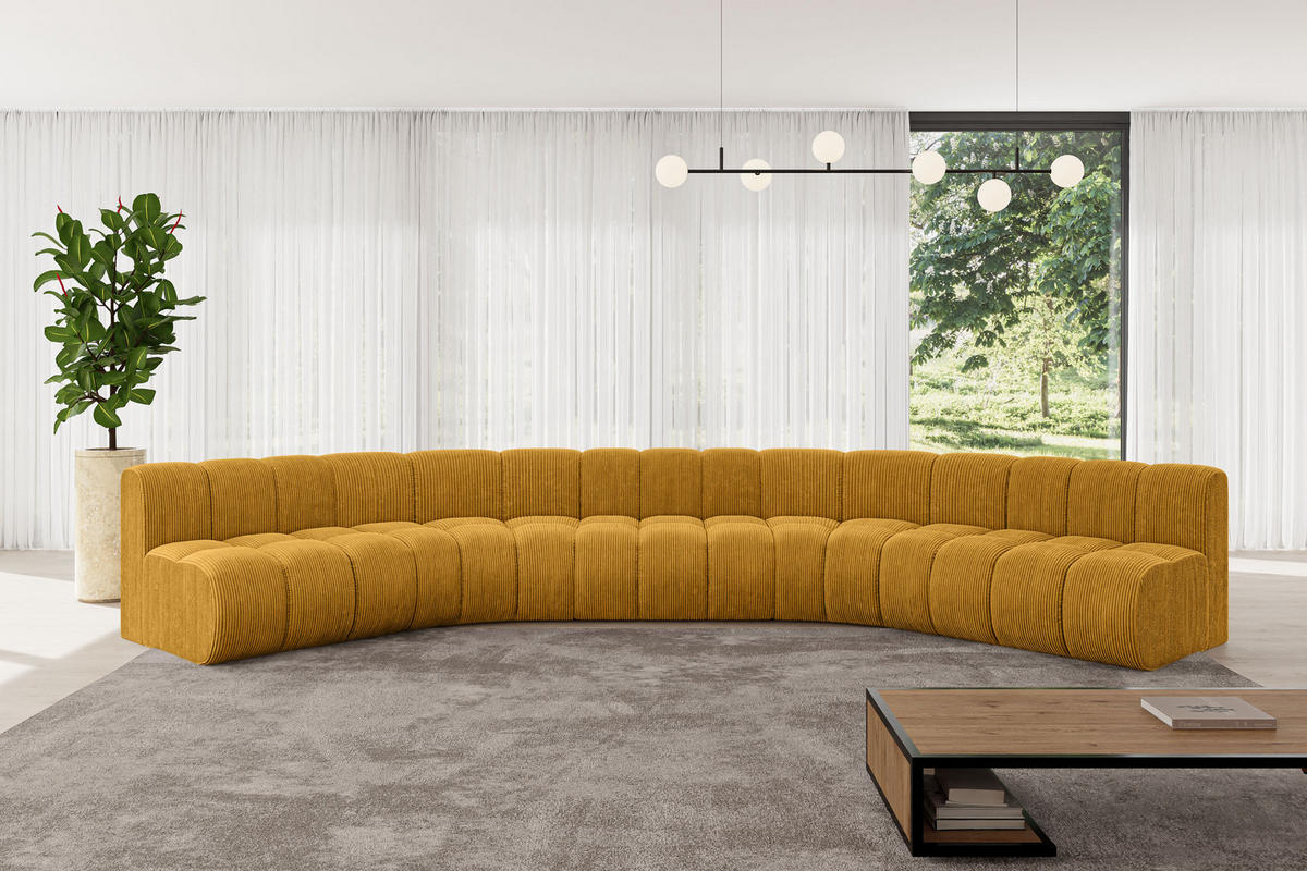 WOHNLANDSCHAFT modulares Sofa Montra-U1 - 490x174x70 cm Senfgelb - Currygelb, Holzwerkstoff/Textil (490/70/174cm) - ALTDECOR