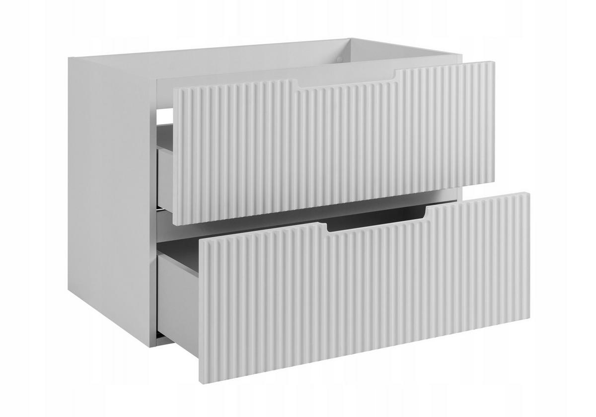 WASCHBECKUNTERSCHRANK VENA 160 cm mit Arbeitsplatte Farbe: Matt schwarz gerillte Vorderseite Matt weiß - Schwarz/Weiß, Holzwerkstoff (160/58/46cm) - Rodan