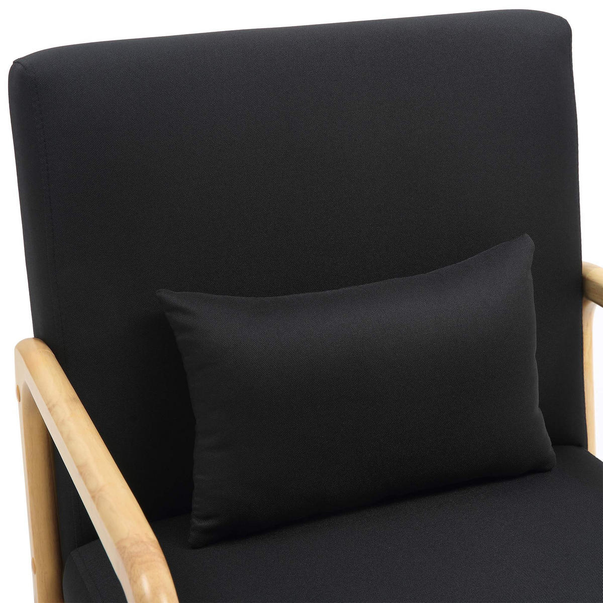 SESSEL Holz schwarz - Eukalyptusholzfarben/Schwarz, Holz/Textil (64/74/80cm) - CLP