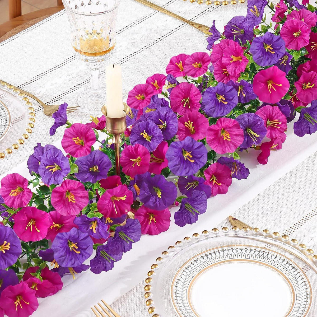 BLUMENGIRLANDE 2-teiliges Set 1.8M Lila Fuchsie - Multicolor, Kunststoff (180cm)