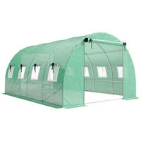 GEWÄCHSHAUS ca. 4 x 3 x 2 m Foliengewächshaus mit Rollbar Reißverschlusstür - Grün, Metall (295/200/400cm) - Outsunny