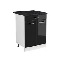 SKŘÍŇKA POD DŘEZ R-Line, Černý vysoký lesk/Bílá, 60 cm pracovní deska Antracit - bílá/vysoce lesklá černá, kompozitní dřevo (60/81.6/60cm) - Vicco