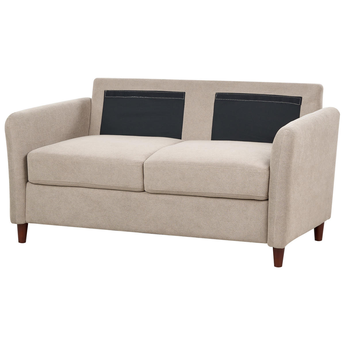 2-SITZER-SOFA Stoff taupe mit Stauraum Mare - Beige/Dunkelbraun, Textil (143/88/77cm) - Beliani