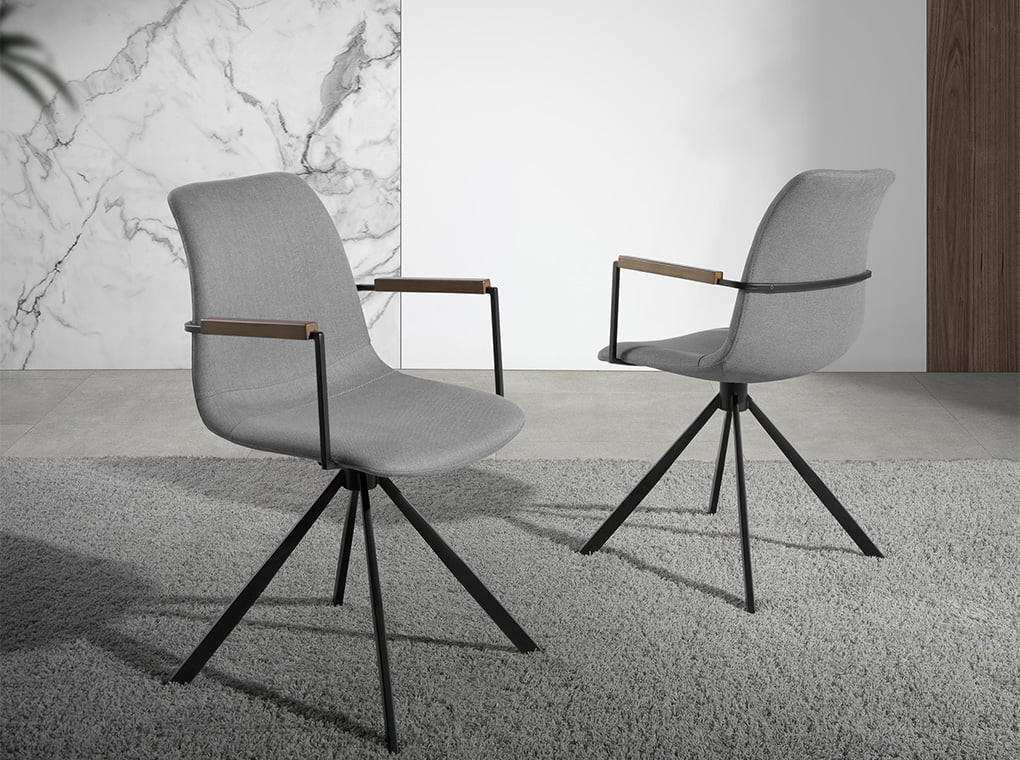 ESSZIMMERSTUHL Stoff Grau , Walnuss , Schwarz - Nussbaumfarben/Schwarz, Textil (50/85/62cm) - ANGEL CERDA