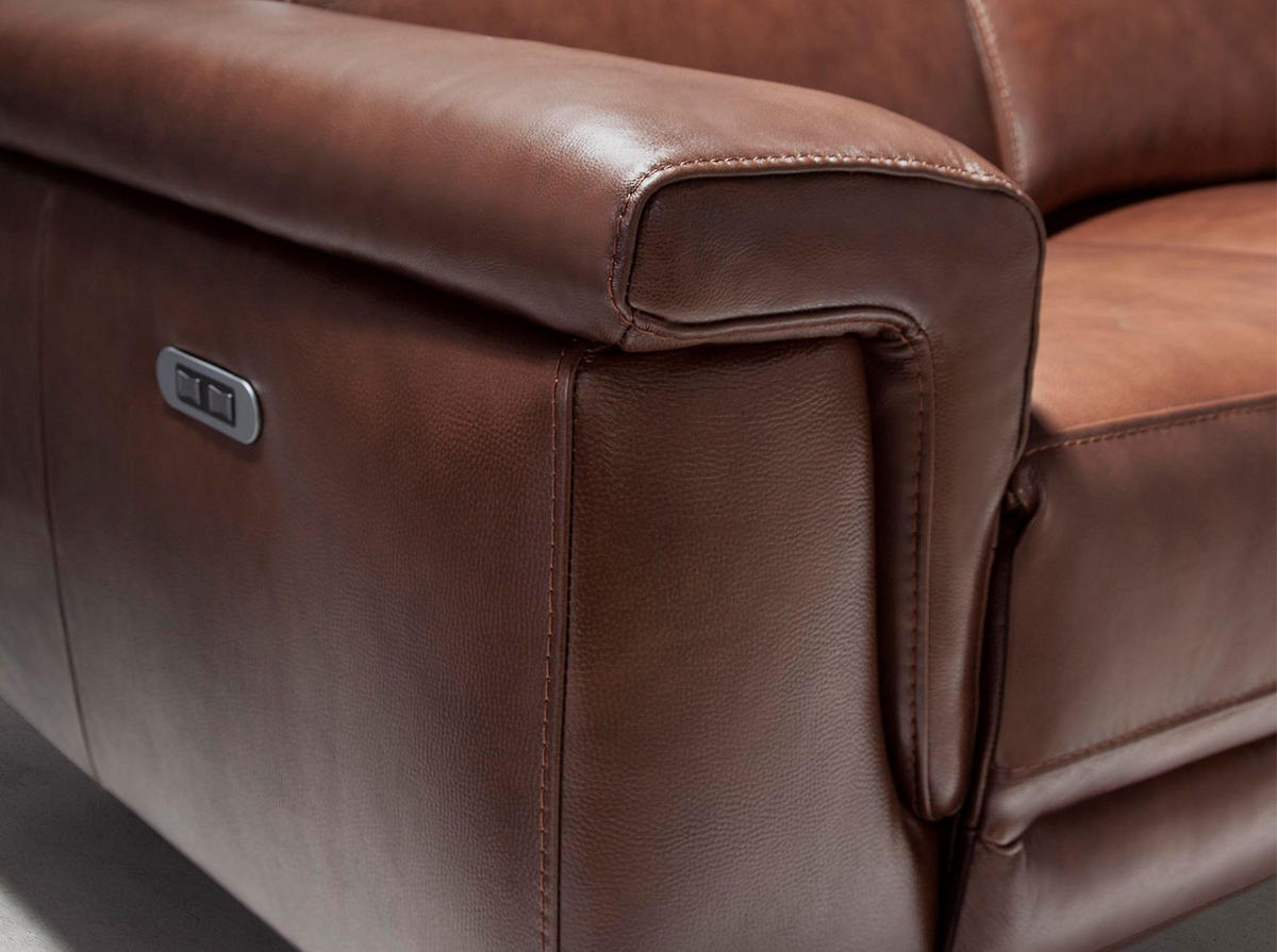 SOFA 3-Sitzer Relaxsofa aus braunem Leder 215/103/99 cm - Schwarz/Braun, Leder (215/99/103cm) - ANGEL CERDA