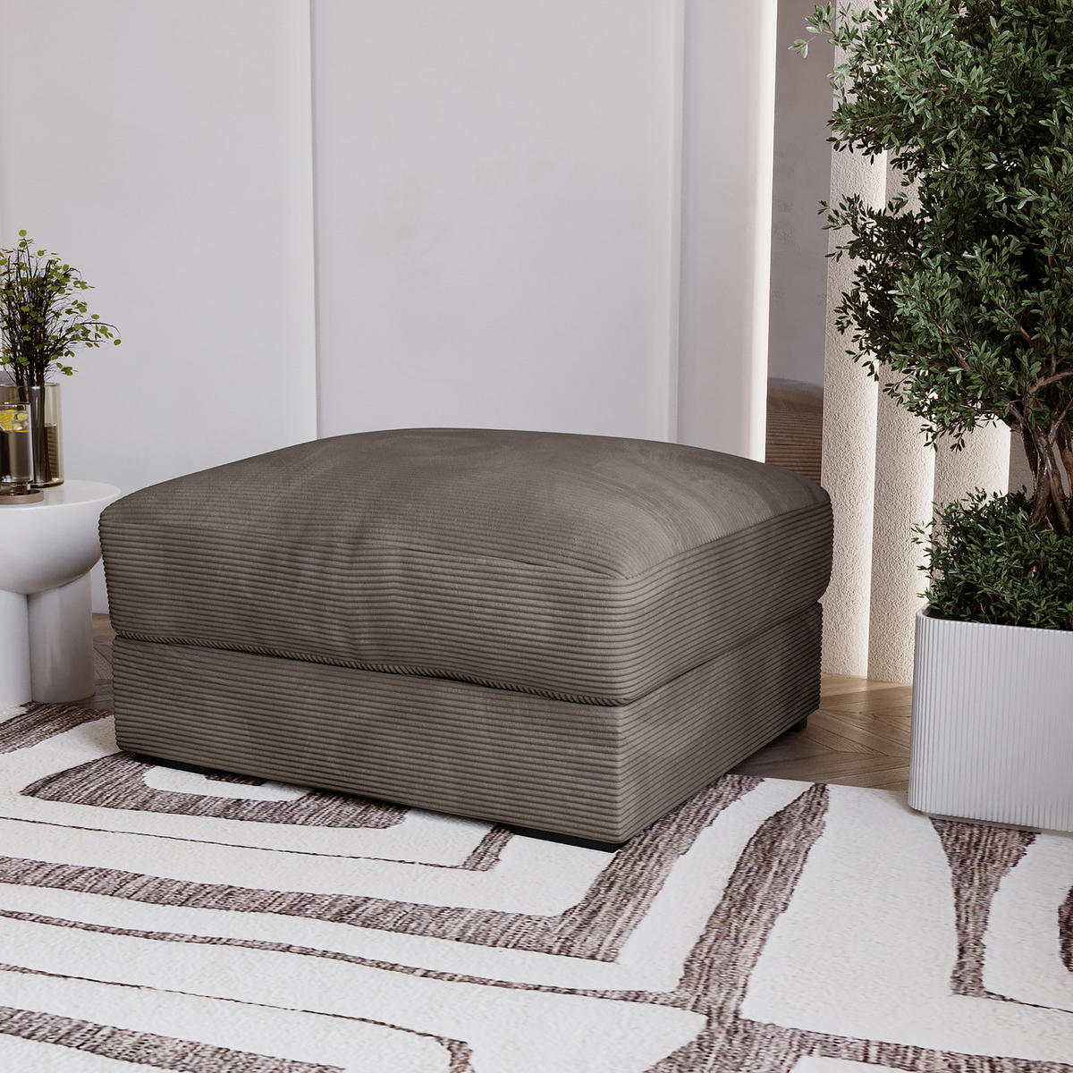 POLSTERHOCKER - Schwarz/Braun, Kunststoff/Textil (92/42/92cm) - home24