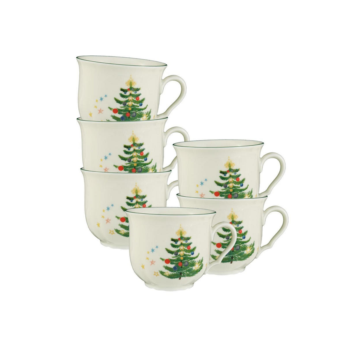 KAFFEETASSEN Marieluise Weihnachten weiß-grün 230 ml 6er Set - Weiß/Grün, Keramik (0.23L) - Seltmann Weiden