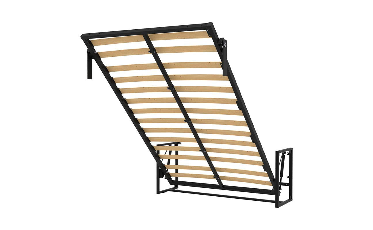 WANDBETT Morphy Classik Modulares SizeFlex- und TypeFlex-System - 120x200 Vertikal - Schwarz, Holz/Metall (120/200cm) - WallBedKing