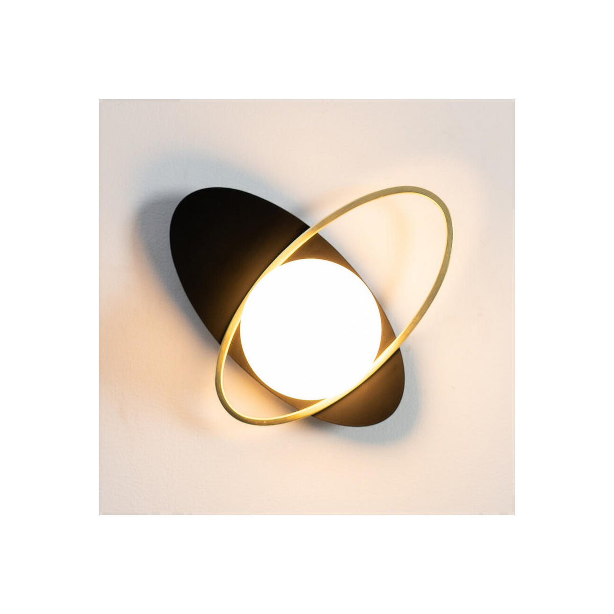 WANDLEUCHTE Mattina, Schwarz und gold, 17.5cm - Goldfarben, Glas (21/17.5/13cm) - KOSILUM