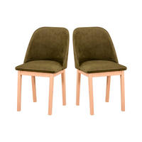 STUHL 2er Set MONTI 1 Buchefarben - Dunkelgrün/Buchefarben, Holz (45/82/45cm) - Leaf Design