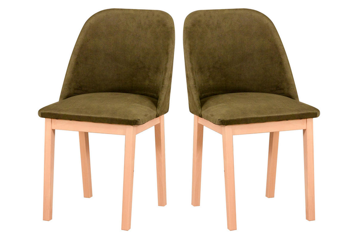 STUHL 2er Set MONTI 1 Buchefarben - Dunkelgrün/Buchefarben, Holz (45/82/45cm) - Leaf Design