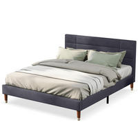 POLSTERBETT 140/200 cm Grau aus Leinen mit Lattenrost - Grau, Holz (140/200cm) - OKMYHOME